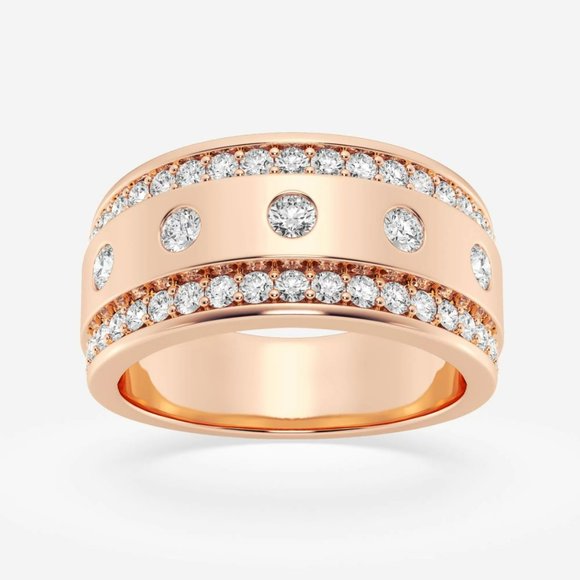 1 1/4 ctw Round Lab Grown Diamond Men's Floating Wedding Band - Picture 3 of 6